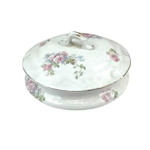 Dresden Semi-Porcelain Floral Lidded Tureen Dish With Gold Trim - Picture 7 of 7